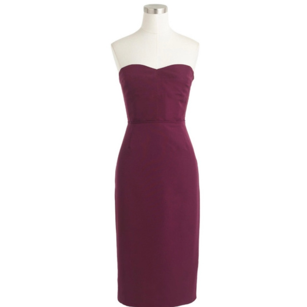 J.Crew Rory Strapless Dress Classic Faille #B7677 Burgundy NWT New